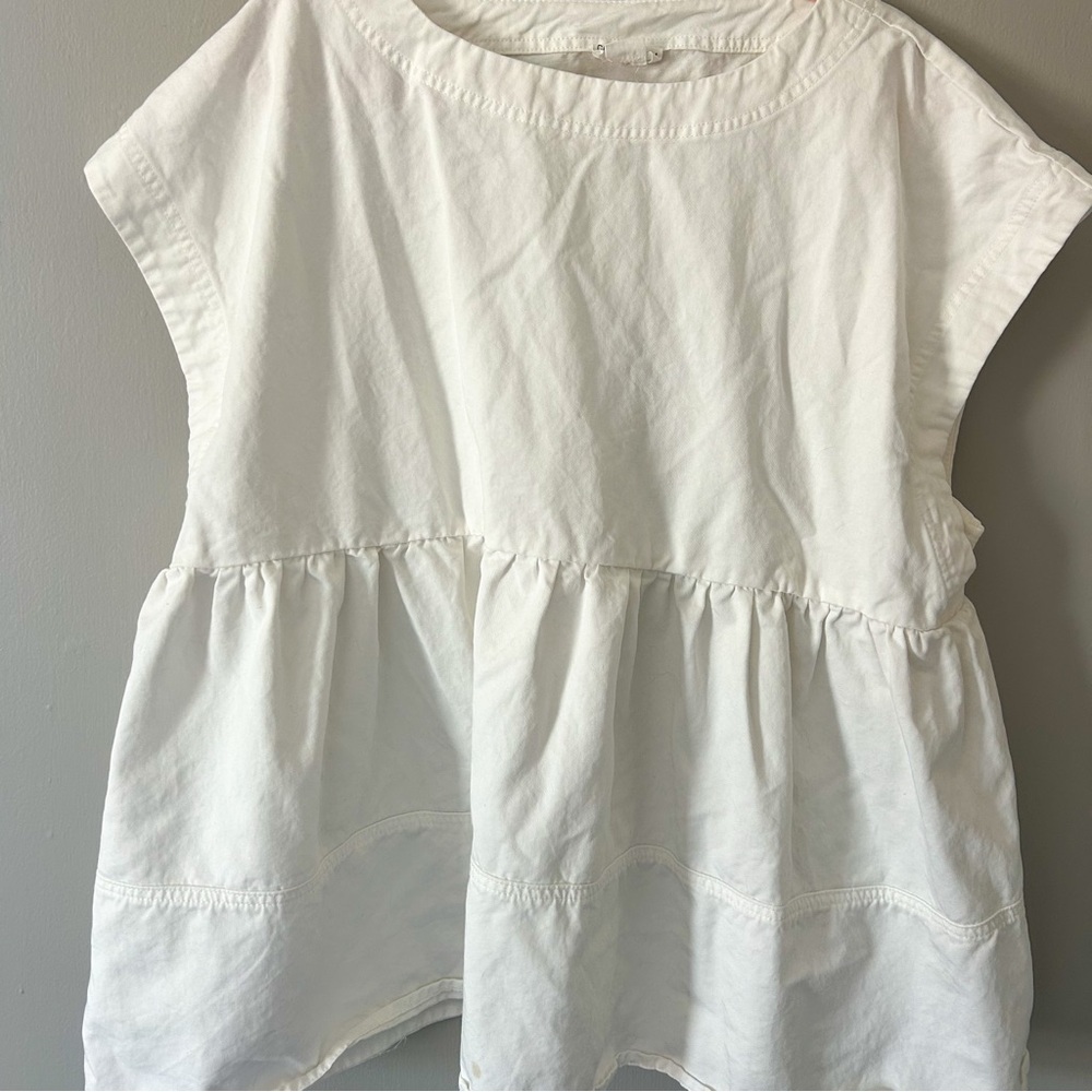 Plus Size Chic Soul Peplum White Thick Blouse 3X